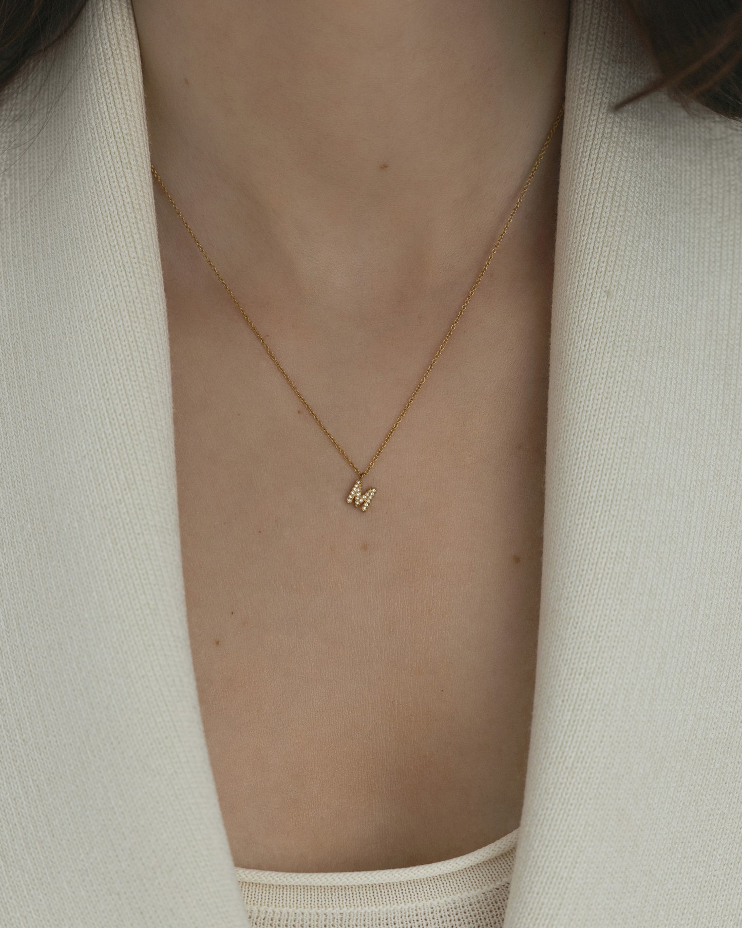 Petite Stone Letter Necklace