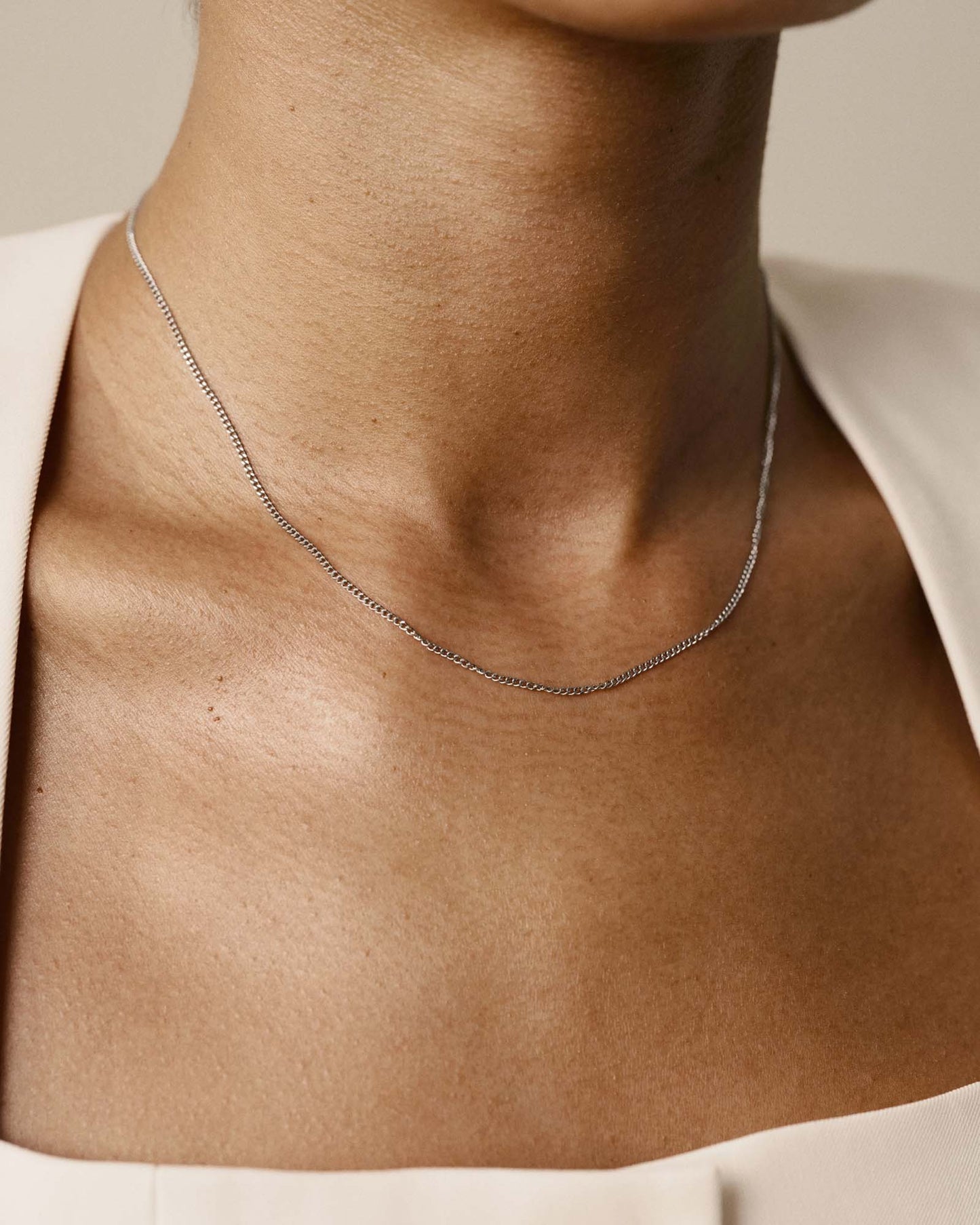 Thin Curb Chain Steel Necklace