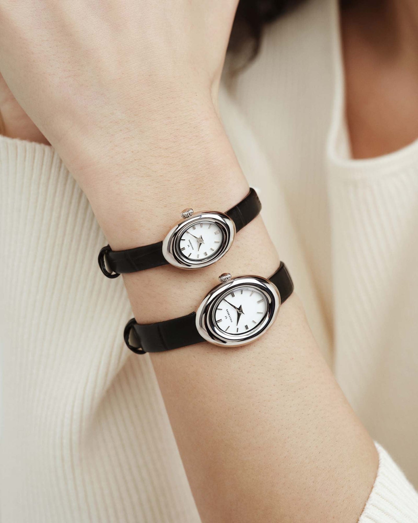 Belle Oval Petite Leather  Watch