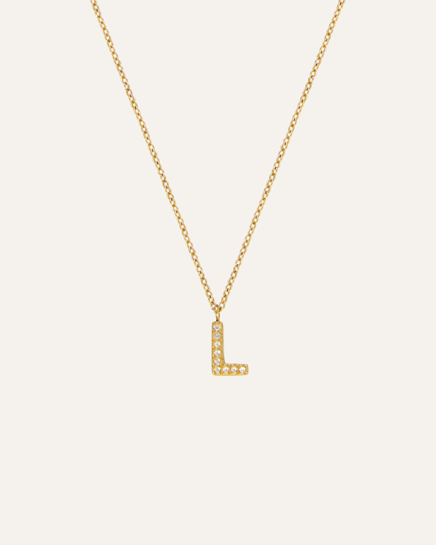 Petite Stone Letter Gold Necklace