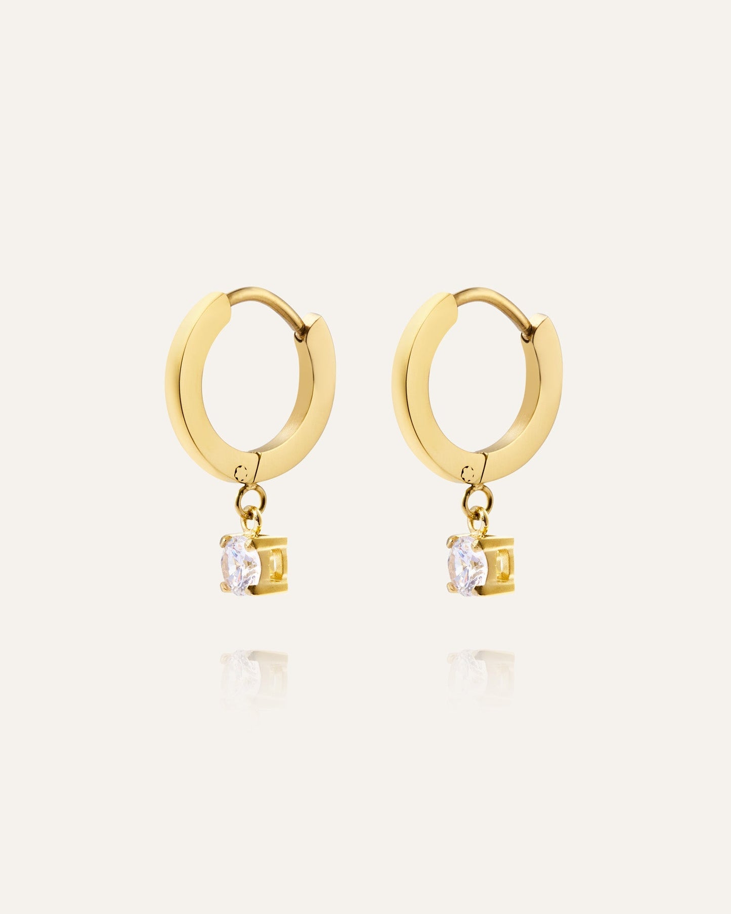 Jolie Gold Hoops - White