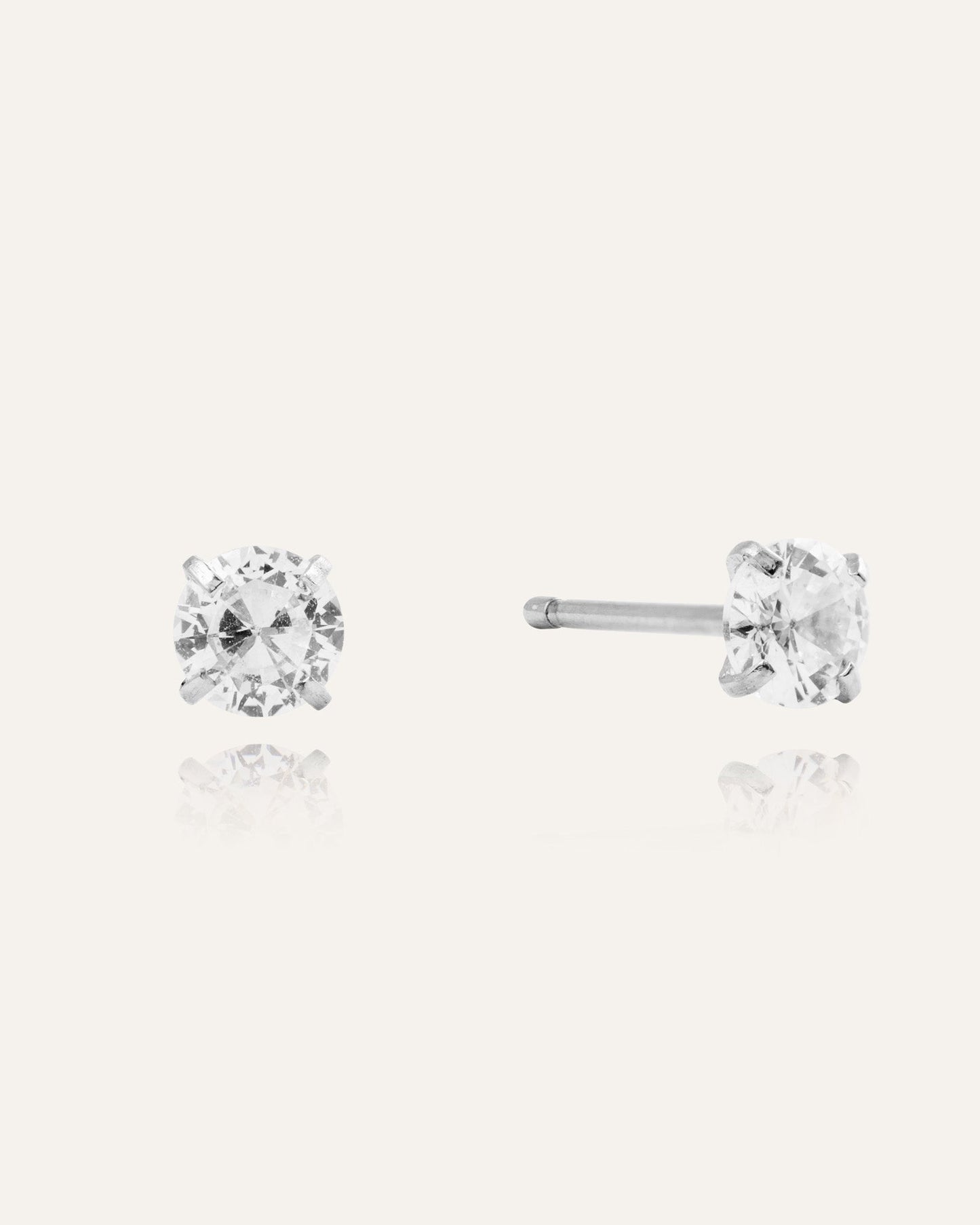 Jolie Silver Medium Studs - White