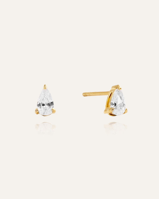 Belle Gold Small Studs - White