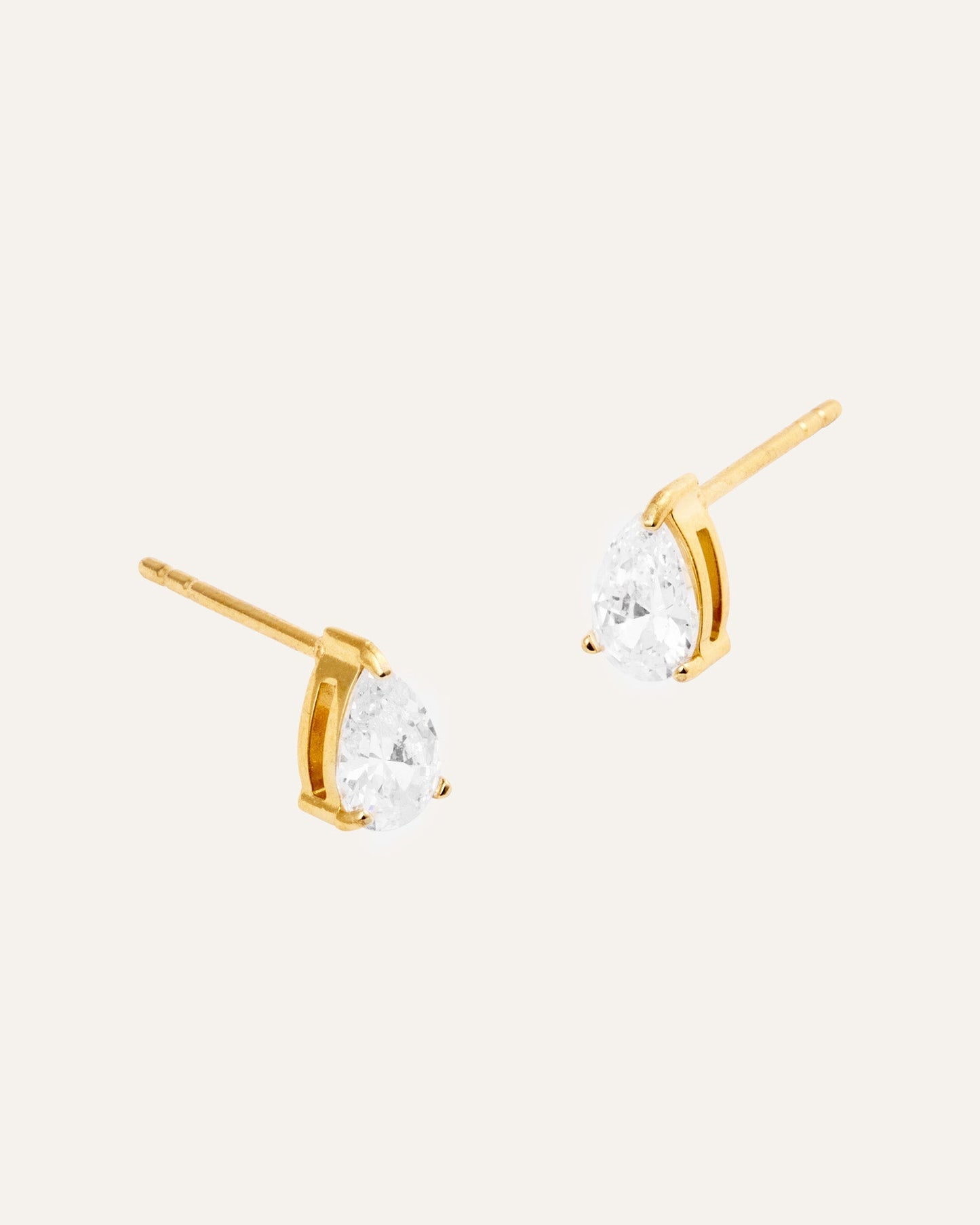 Belle Gold Medium Studs - White