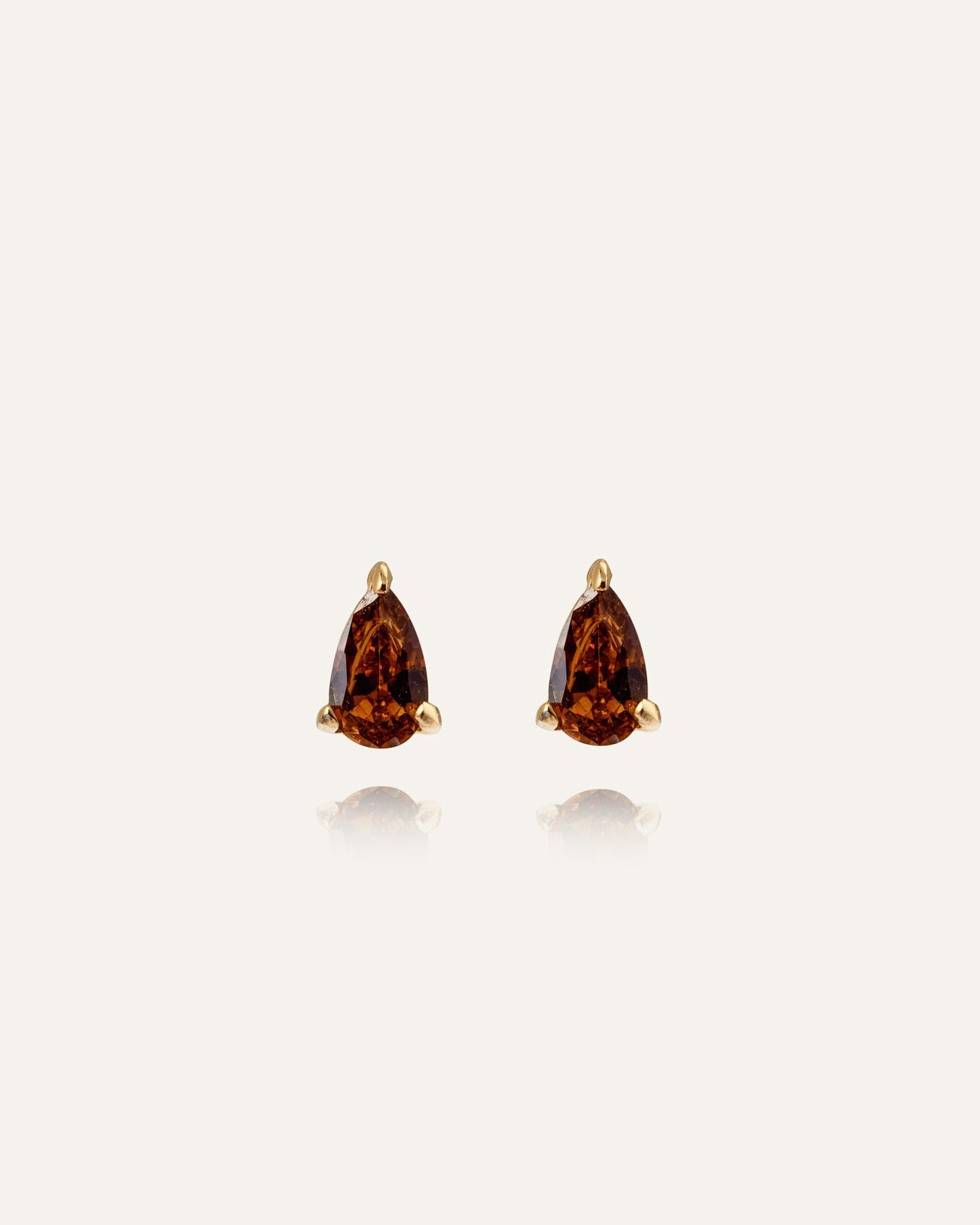 Belle Gold Small Studs - Coffee