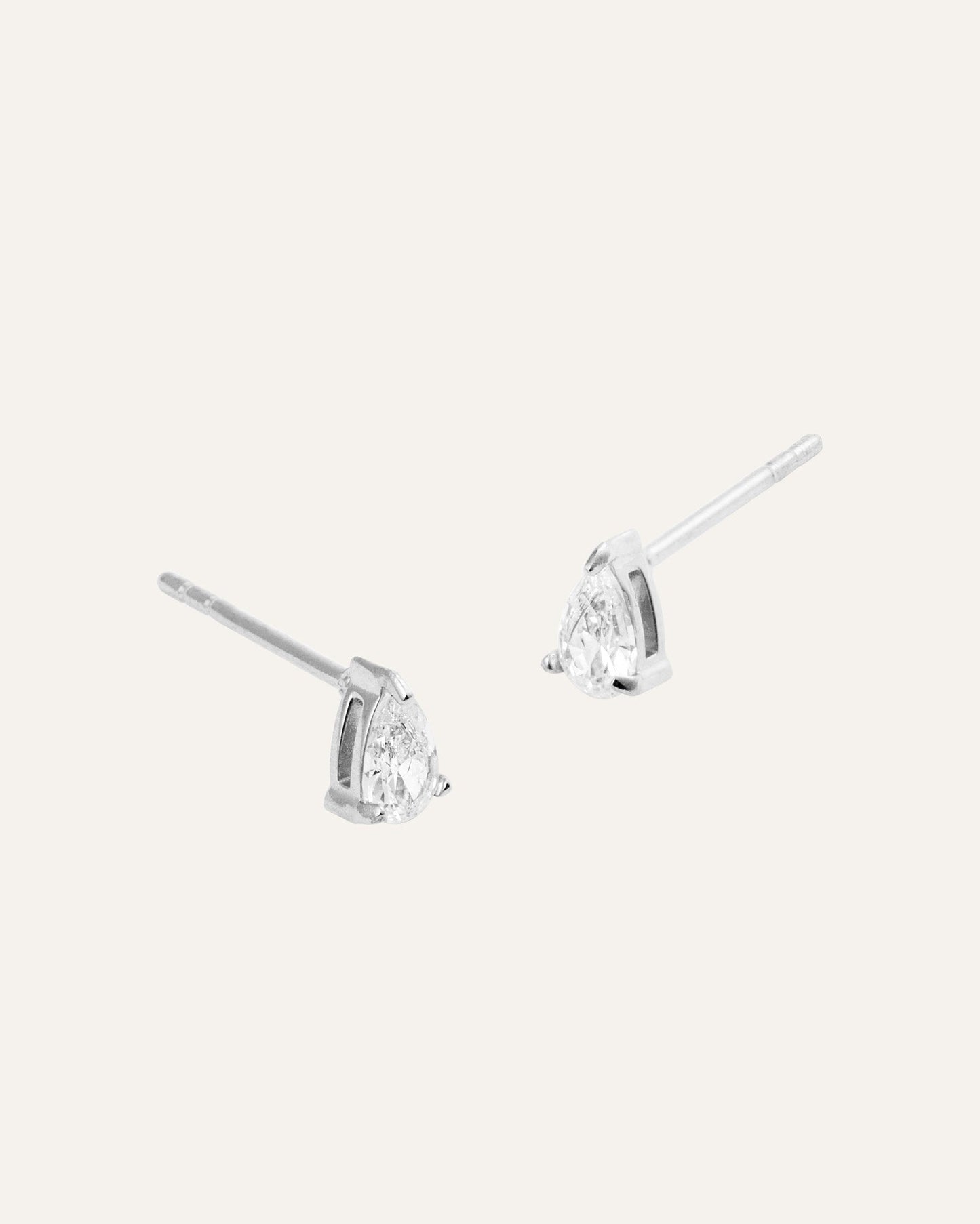 Belle Silver Small Studs - White