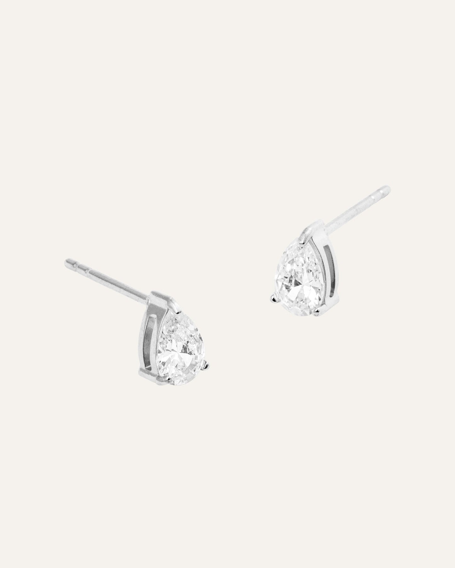 Belle Silver Medium Studs - White