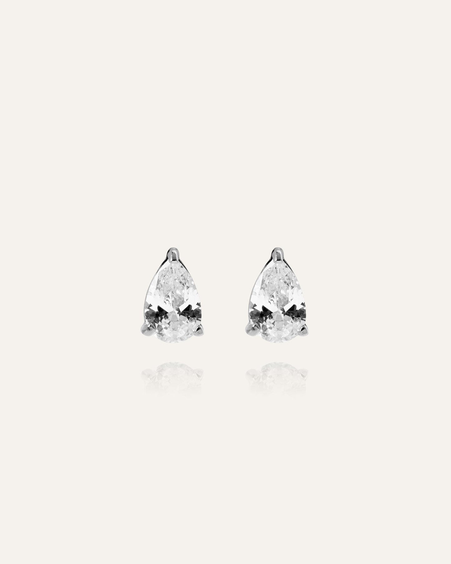 Belle Silver Medium Studs - White