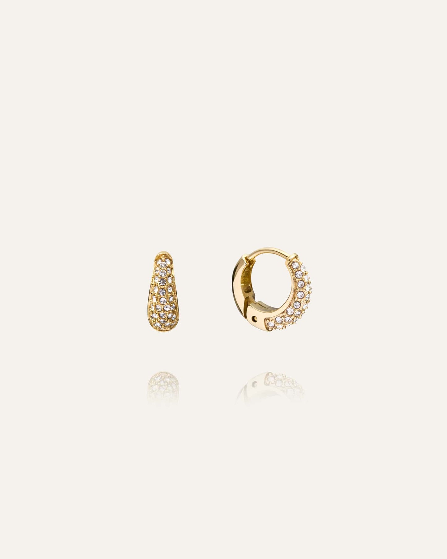 Pavé precious mini gold hoops