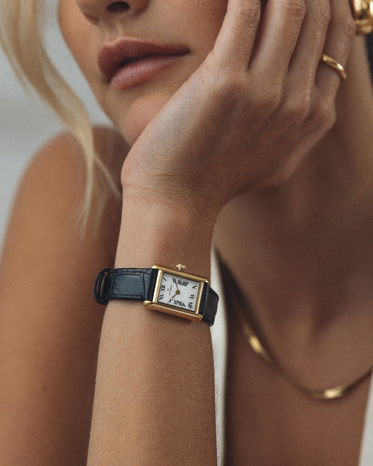 Timeless Black Leather Gold Watch