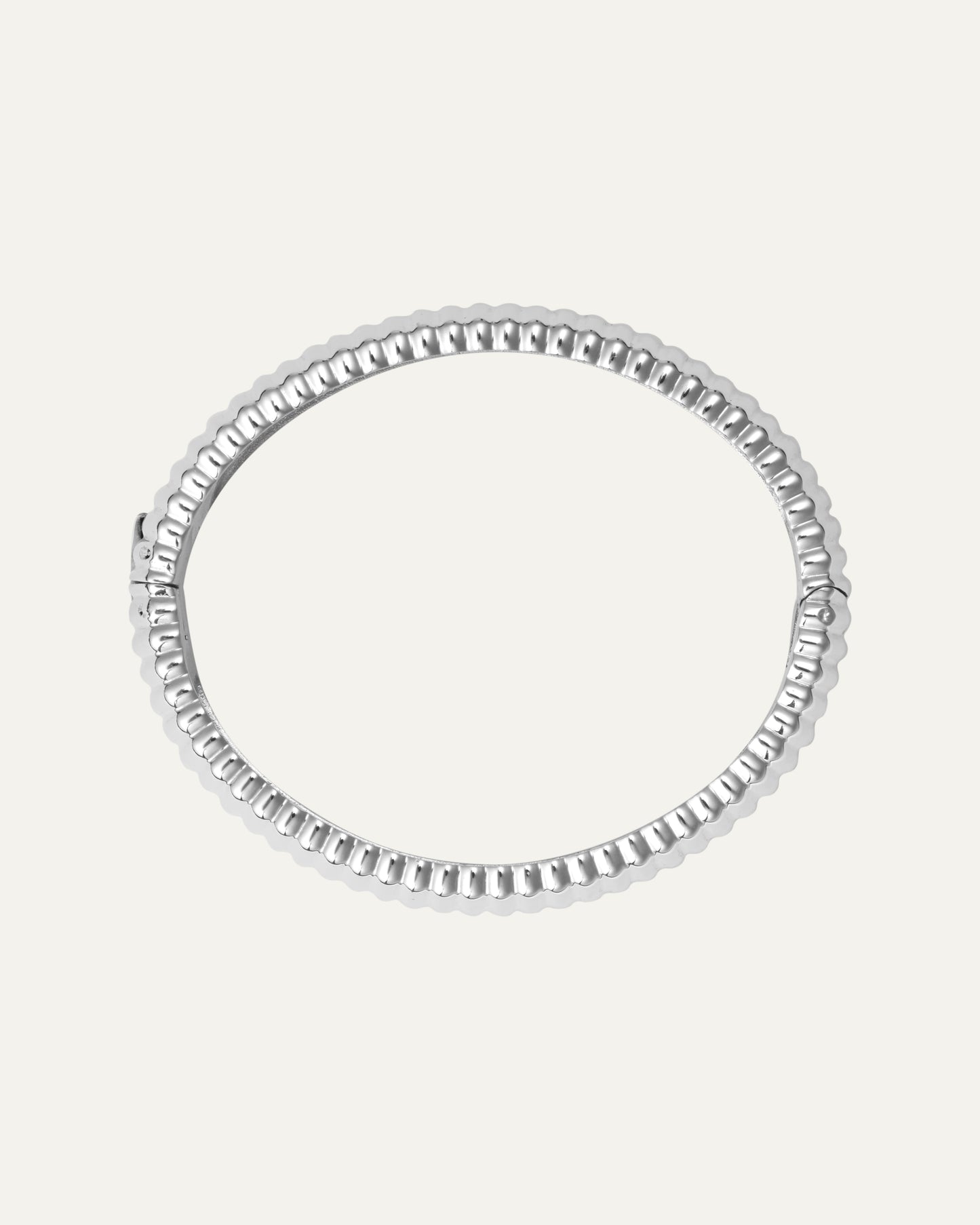 Retro Ribbed  Silver Bangle