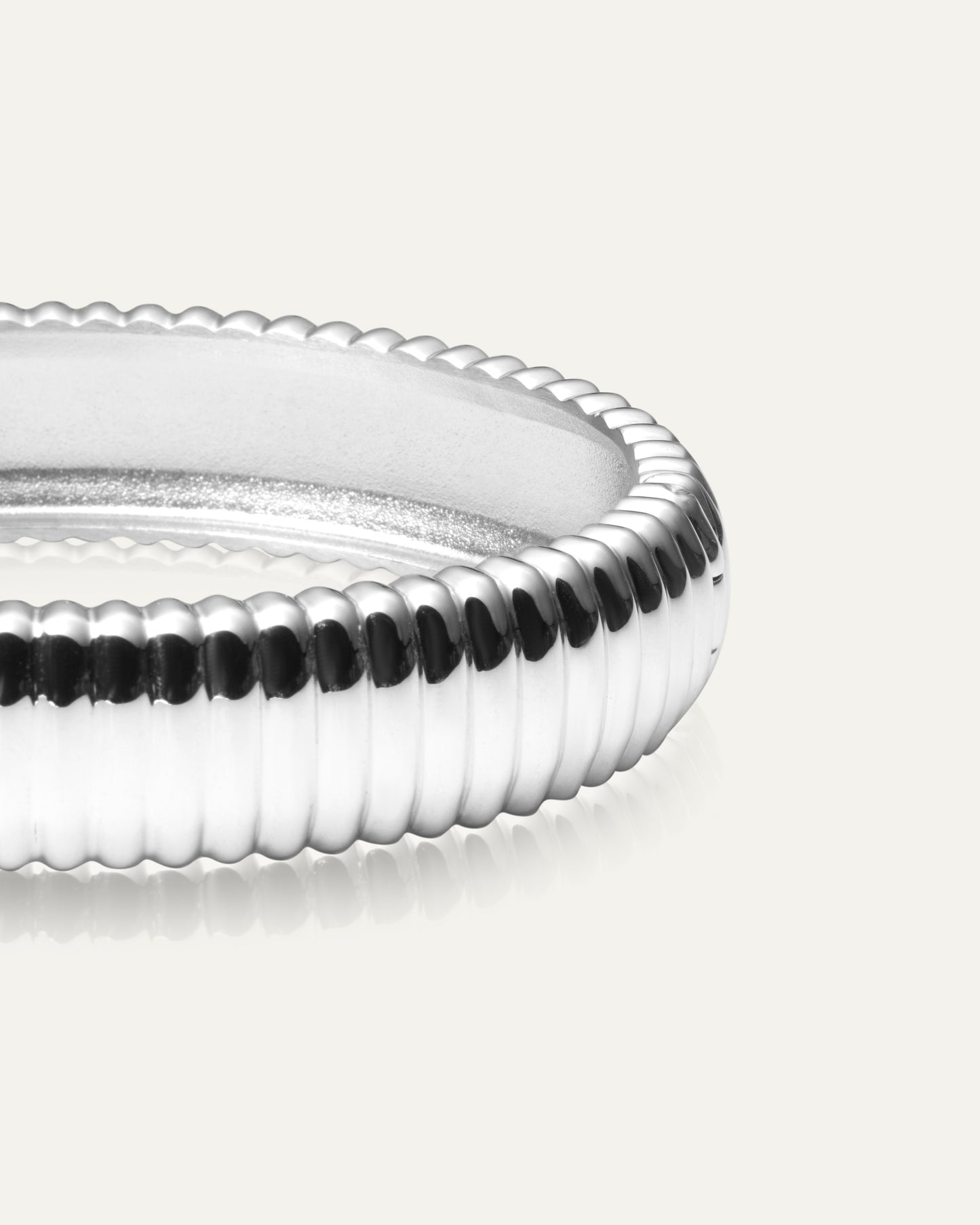 Retro Ribbed  Silver Bangle