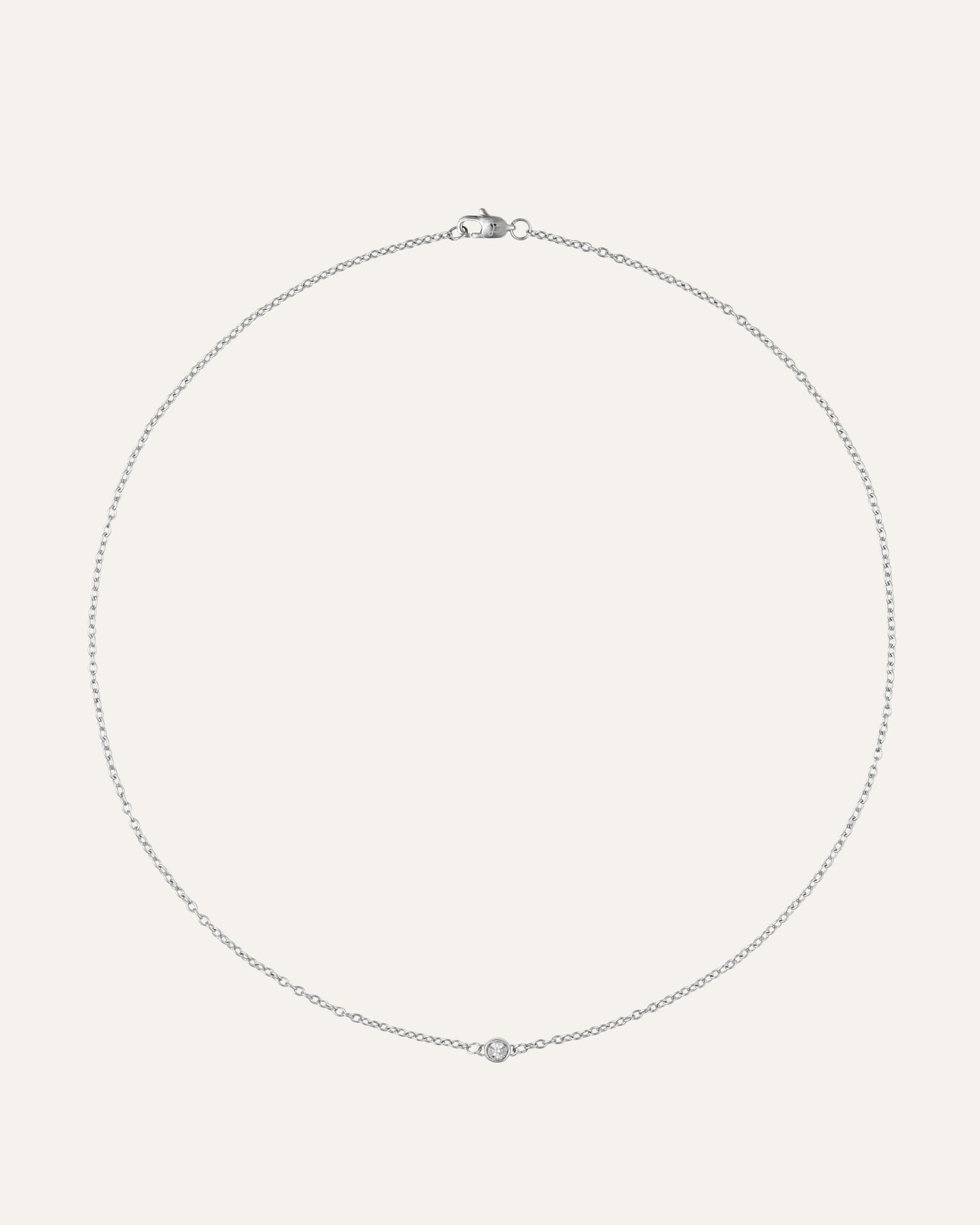 Thin Diamond Necklace Silver