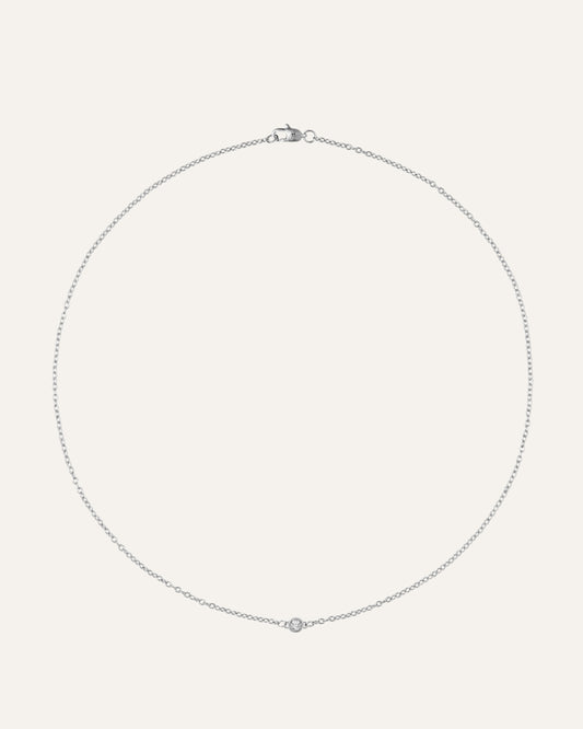 Thin Diamond Necklace Silver