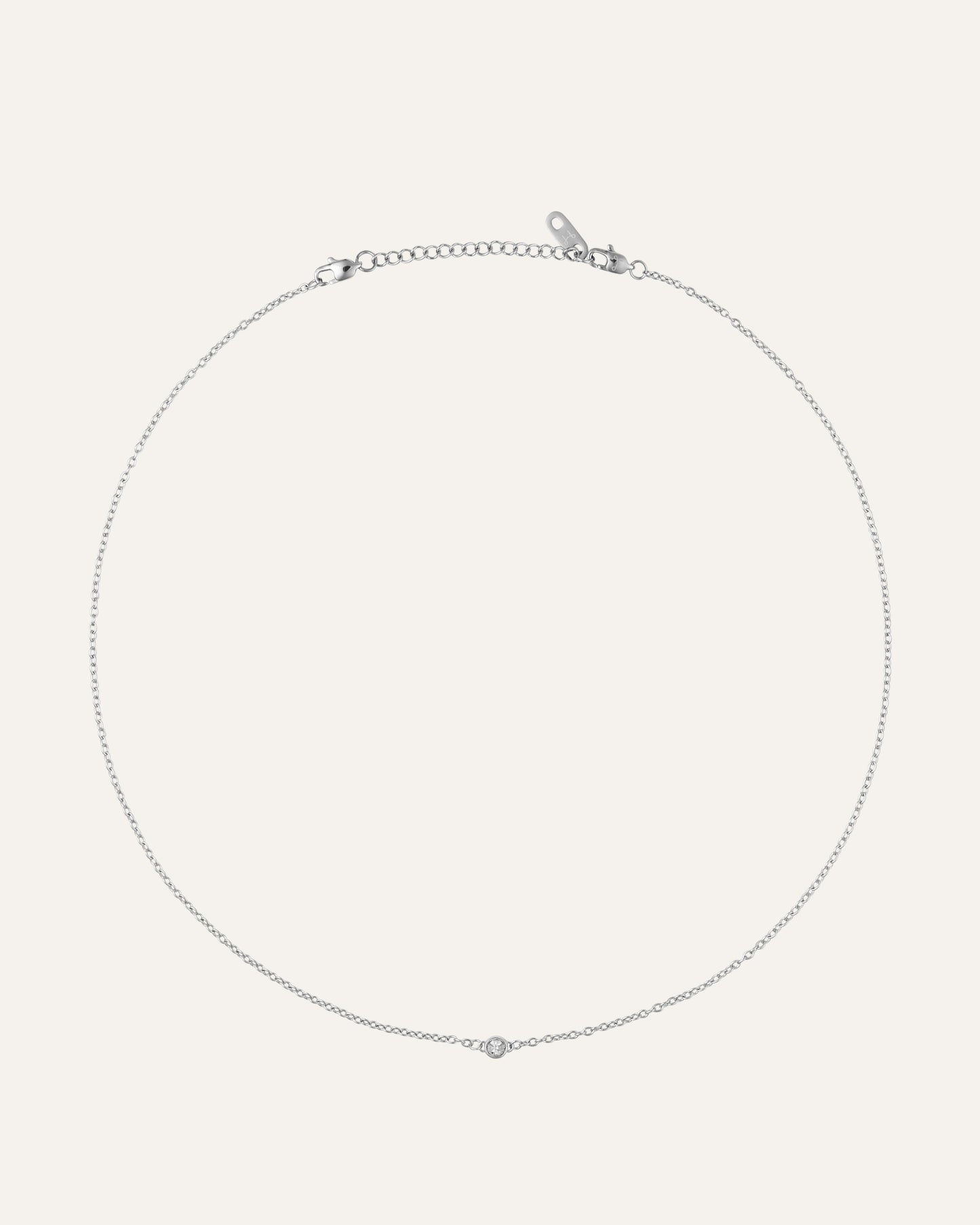 Thin Diamond Necklace Silver