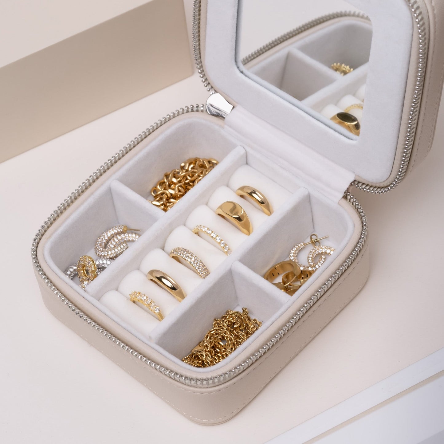 Jewelry Case Box Small Beige