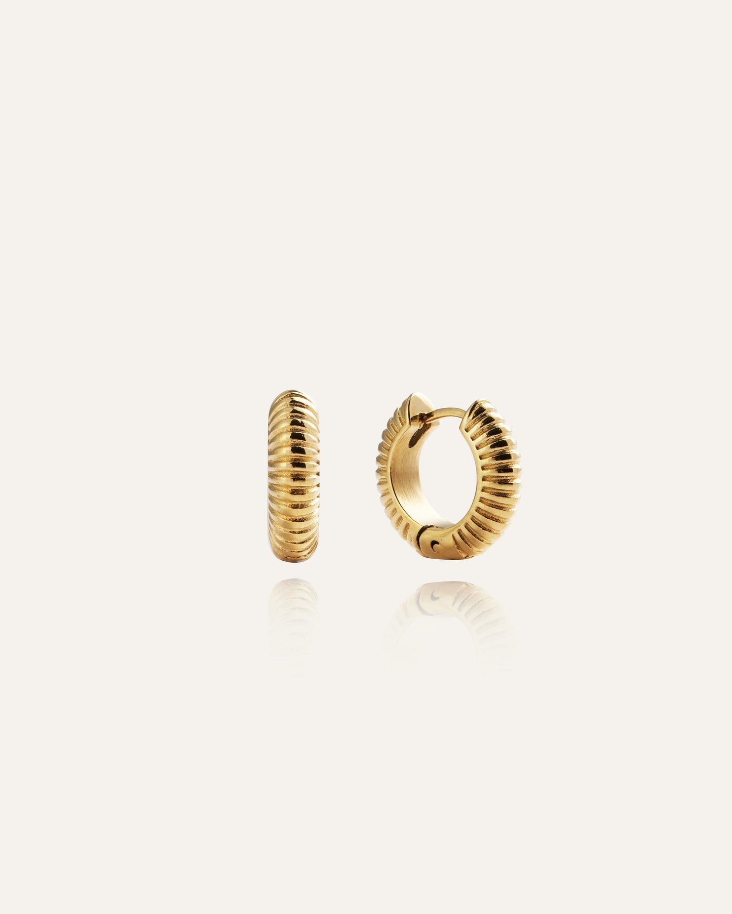 Ribbed Hoops Gold Medium