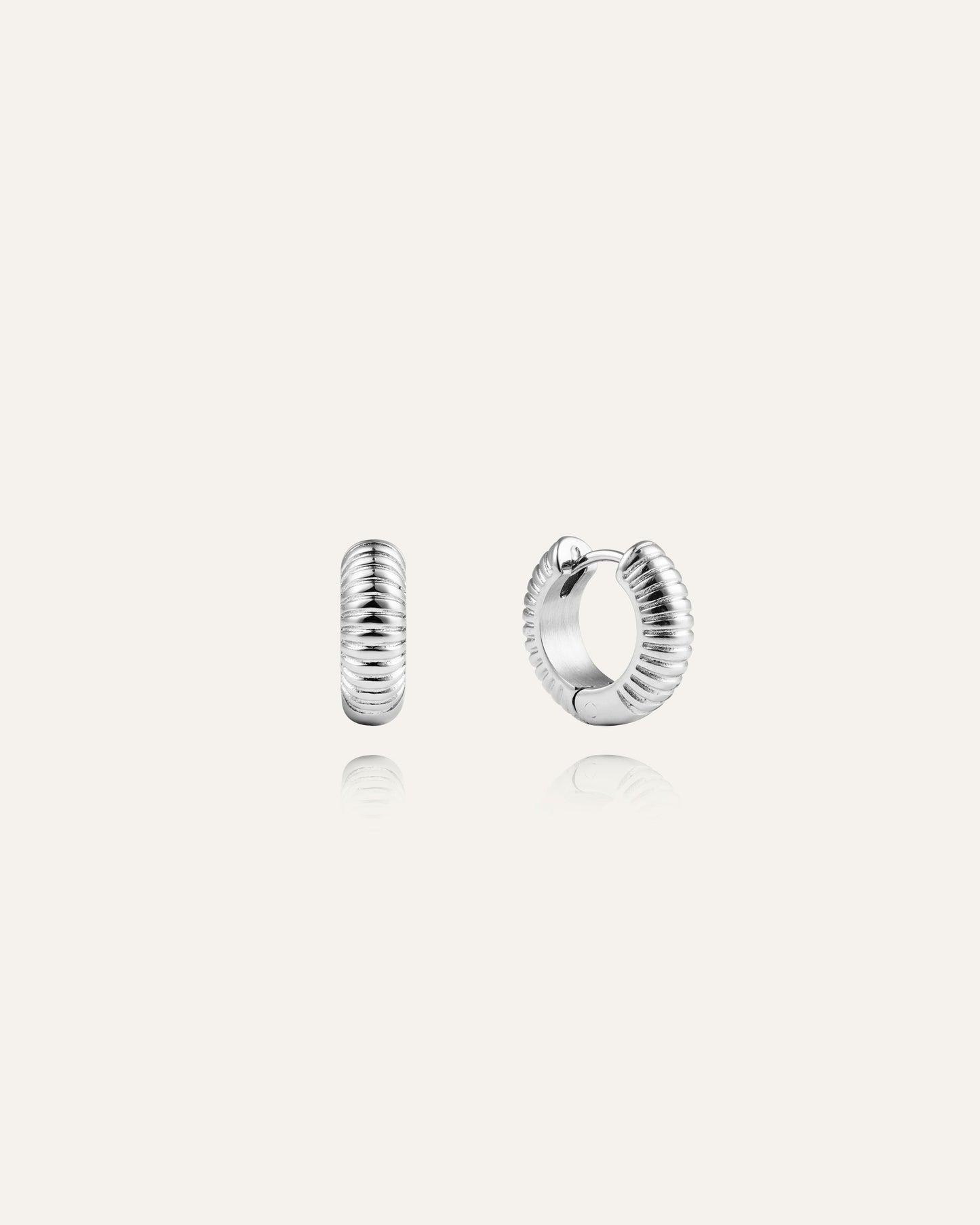 Ribbed Hoops Silver Small