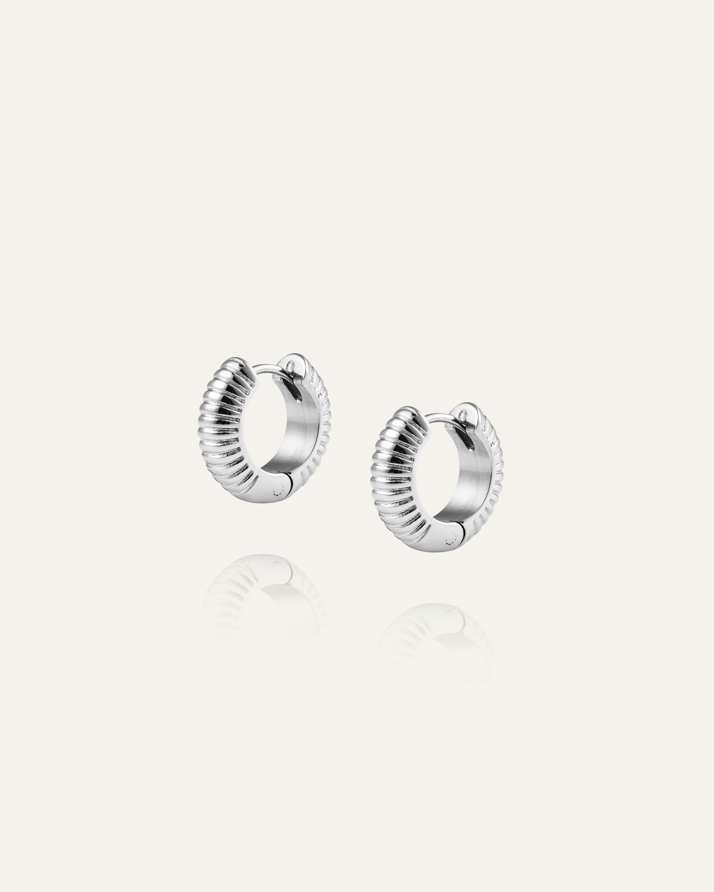 Ribbed Hoops Silver Small